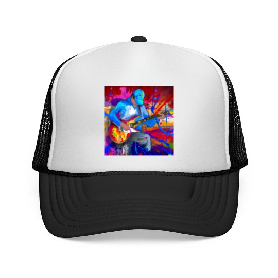 Guitar Player Graffiti Art Trucker Caps