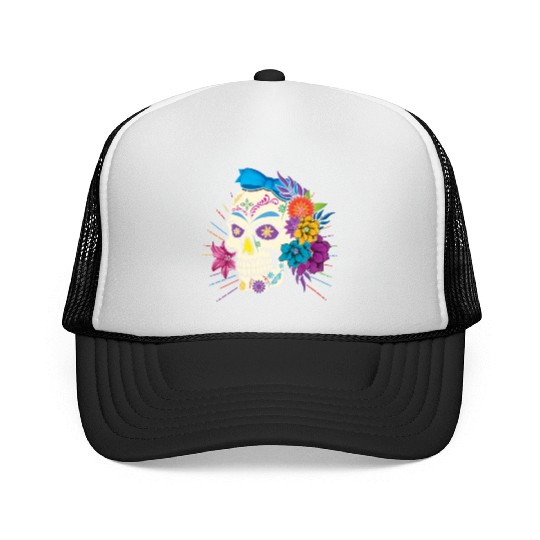 Floral Dia De Los Muertos LGBTQ LGBT Pride Month Trucker Caps