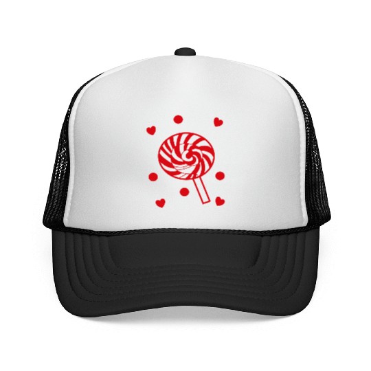 cute red candy sweet lollipop lover Trucker Caps