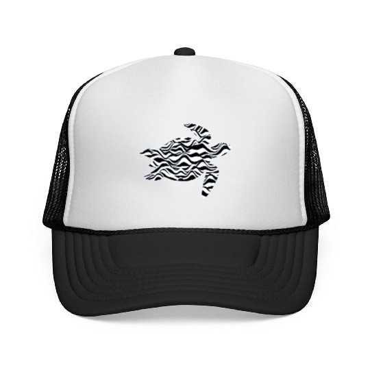 Ocean Sea Turtle, Beautiful white Foamed Waves of Trucker Caps