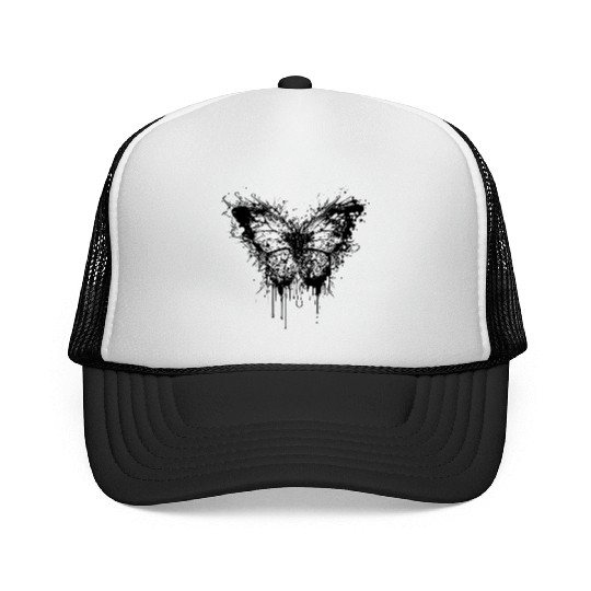 Butterfly Tattoo Ink Splash Style Trucker Caps