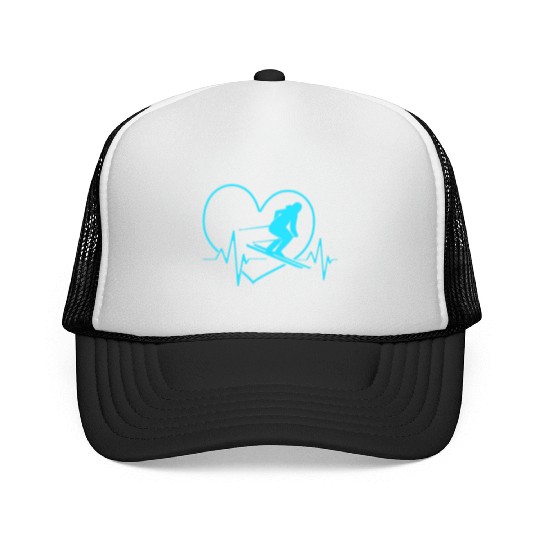 Ski Skier For Women Skiing Heartbeat Trucker Caps
