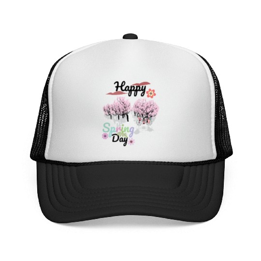 Seasons Greetings for Spring, Happy Spring Graphic Trucker Caps