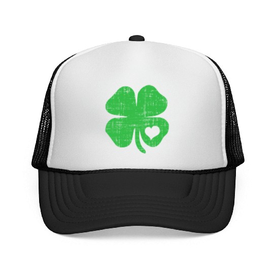 Green Four Leaf Clover Heart - St Patricks Day4 le Trucker Caps