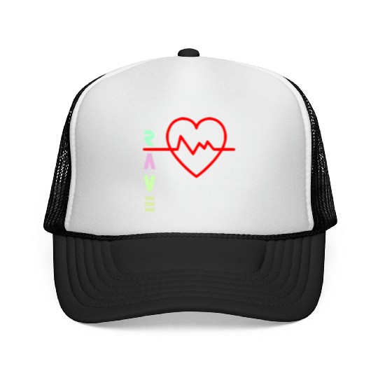 Rave with heart beat logo Trucker Caps