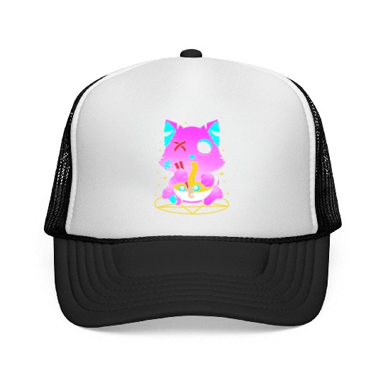 Pastel Goth Ramen Cat Kawaii Anime Japanese Trucker Caps