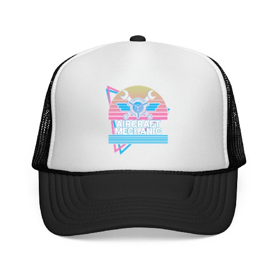 Aircraft Mechanic Aviation Retro Gift Trucker Caps