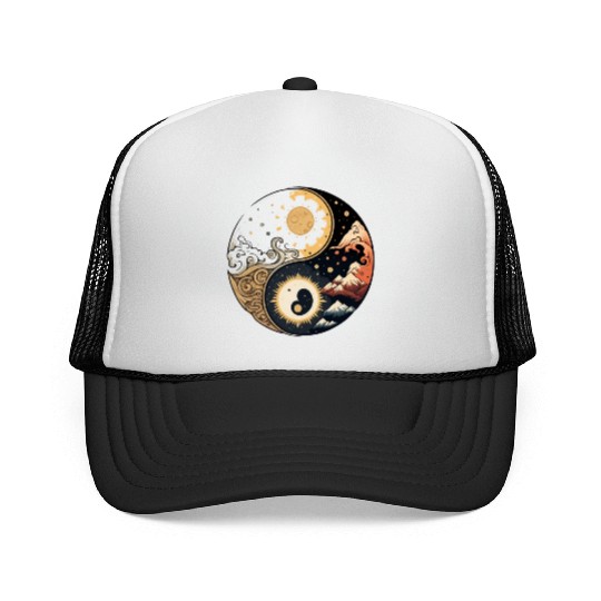 Sun and moon yin yang Trucker Caps