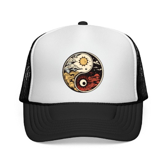Sun and moon yin yang Trucker Caps