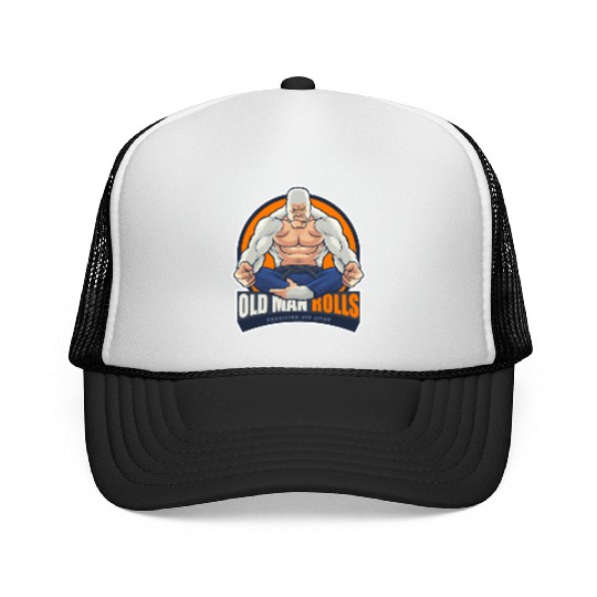 Old Man Rolls Gorilla Jiu Jitsu Fighter Trucker Caps