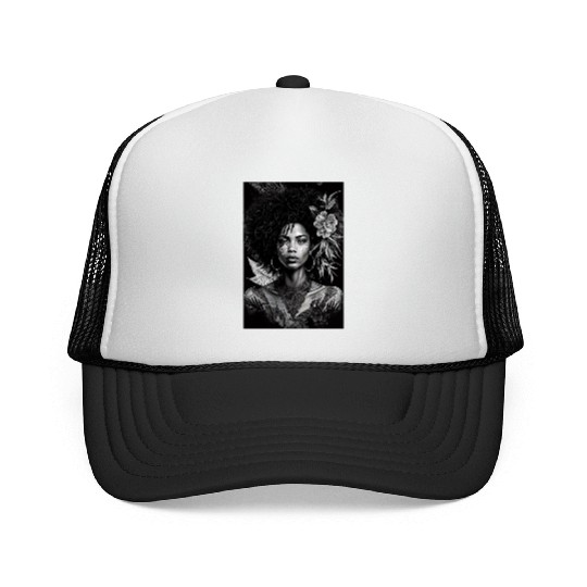 Black-and-White Afrocentric Art Trucker Caps