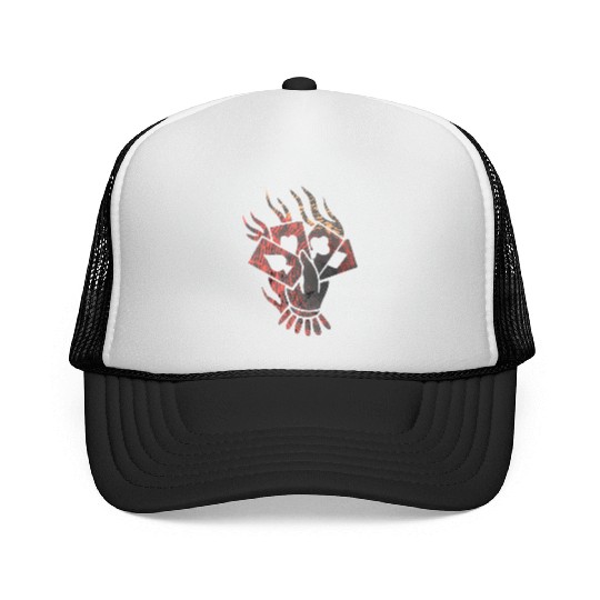 Poker Player Hand Burning Cards Casino Trucker Caps