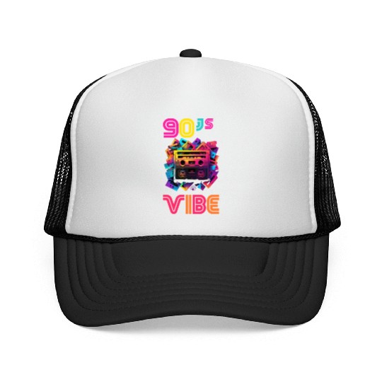 90s Vibe - I Love The 90s - Retro 90s Neon Trucker Caps