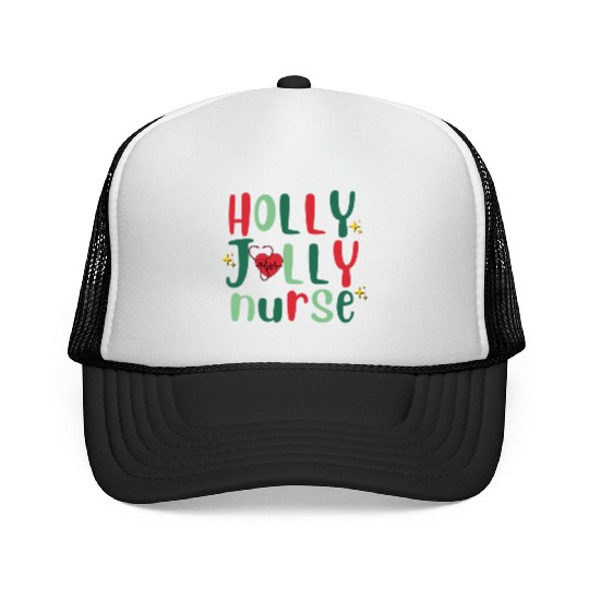 HOLLY JOLLY NURSE6 Trucker Caps