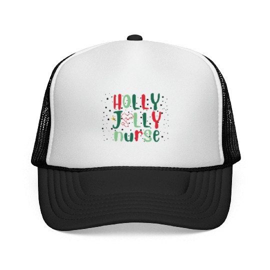 HOLLY JOLLY NURSE Trucker Caps