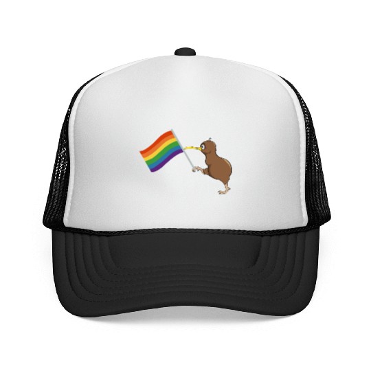 Rainbow Kiwi Pride Trucker Caps
