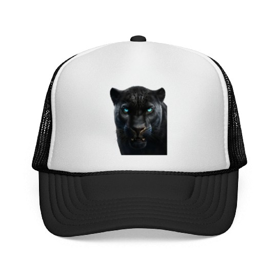 Black panther with blue eyes design wild animal Trucker Caps