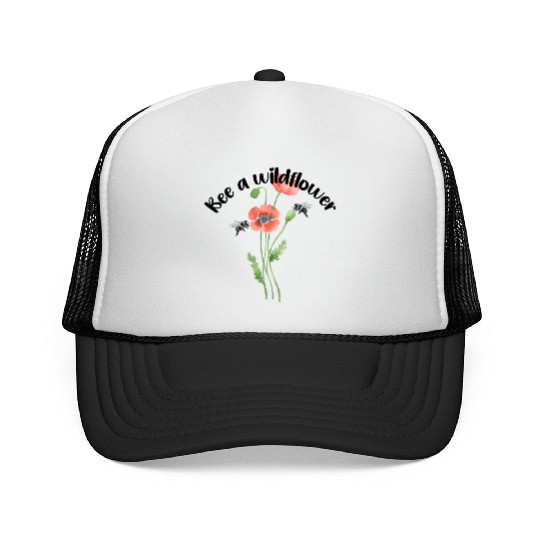 Bee a wildflower, poppies Trucker Caps