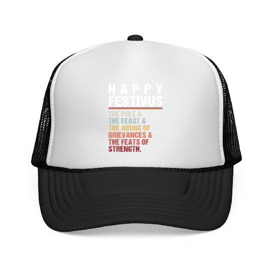 Happy Festivus Christmas Holiday Retro Vintage Trucker Caps