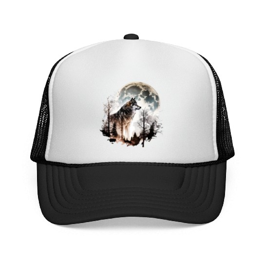 Wolf Moonlight Forest Wild Werewolf Watercolor 5 Trucker Caps