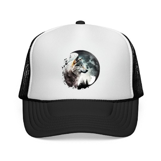 Wolf Moonlight Forest Wild Werewolf Watercolor 1 Trucker Caps