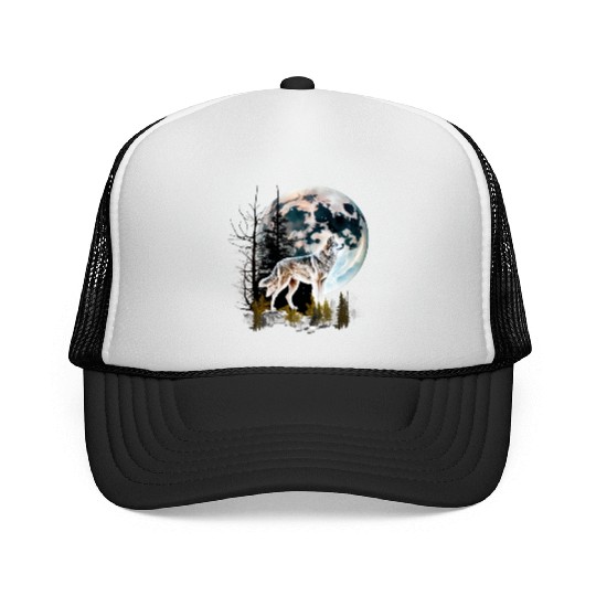 Wolf Moonlight Forest Wild Werewolf Watercolor 2 Trucker Caps