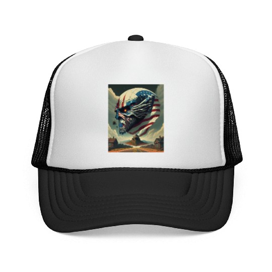 Show Your American Pride with this Patriotic Skull Trucker Caps