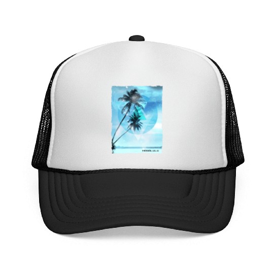 Artistic Honolulu Oahu Hawaii Palm Tree Vacation Trucker Caps