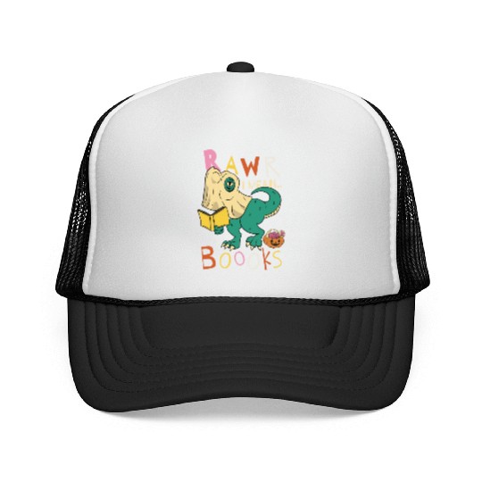 Reading Teacher Halloween T Rex Ghost Book Trucker Caps