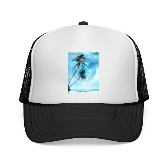 Artistic Jacksonville Florida Palm Tree Vacation Trucker Caps
