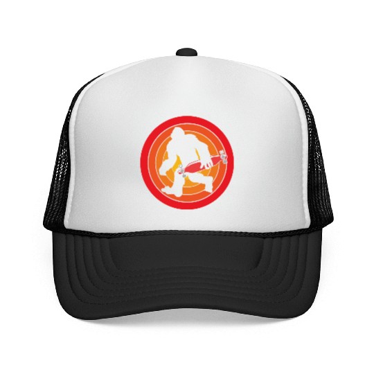 Funny Sasquatch Retro Bigfoot Longboarding Trucker Caps