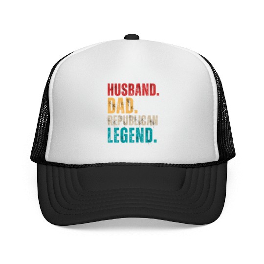 Husband Dad Republican Legend Republican Supporter Trucker Caps