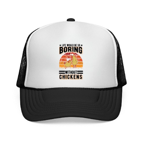 Chickens Chicken Farm Farmer Trucker Caps
