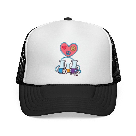 Medical Laboratory Science Heart Cartoon Trucker Caps