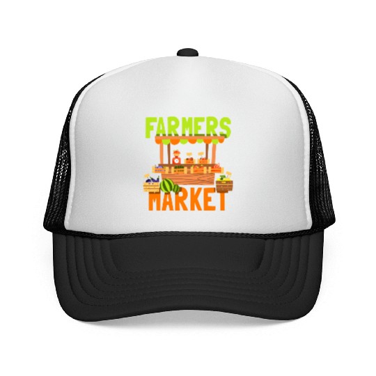 Farmers Market Chicken Farmer Cow Farming Trucker Caps