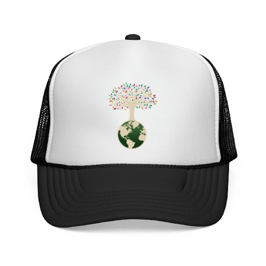 Earth Day Tree With Colorful Leaves Nature Trucker Caps