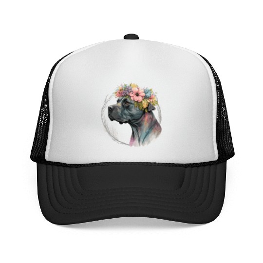 Cute Cane Corso Flower Crown Pet Dog Breed Puppy Trucker Caps
