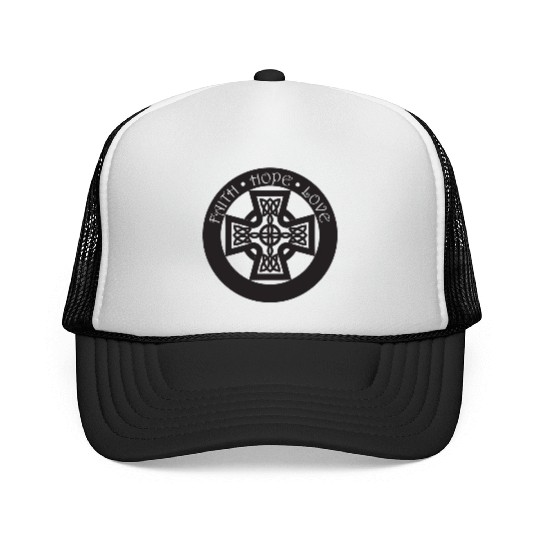 Timeless Celtic Cross With Celtic Knots Faith Trucker Caps