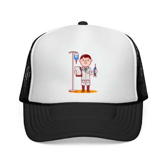 Cute Doctor Cartoon green Trucker Caps