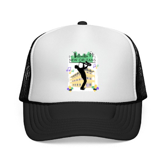 Mardi Gras New Orleans Louisiana City Jazz Music Trucker Caps