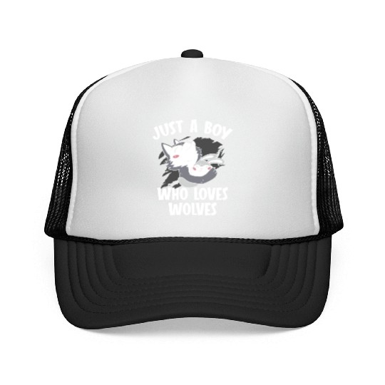 Just A Boy Who Loves Wolves Werewolf Wolf Lover Trucker Caps