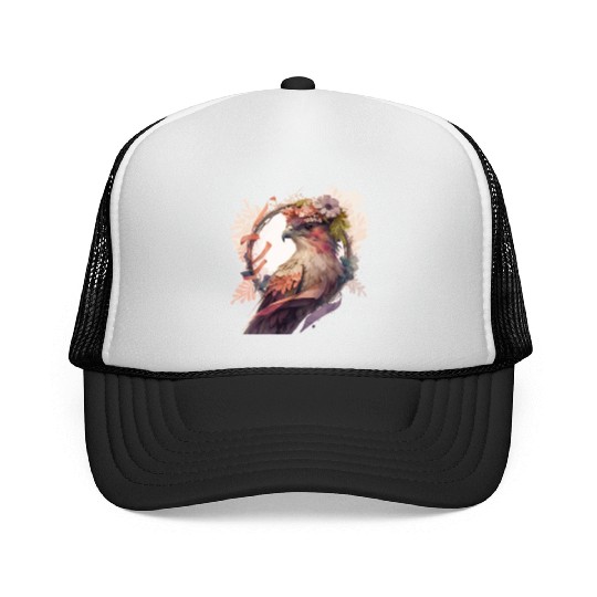 Birds Of Prey Kite Bird Flower Crown Floral Trucker Caps
