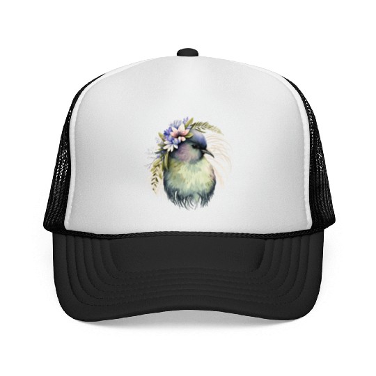 Cute Kiwi Bird Flower Crown Floral Exotic Birds Trucker Caps