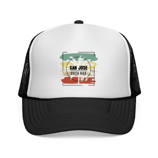 San Jose Costa Rica Palm Tree Retro Artistic Trucker Caps