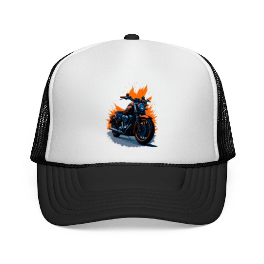 Motorcycle Retro illustration Trucker Caps