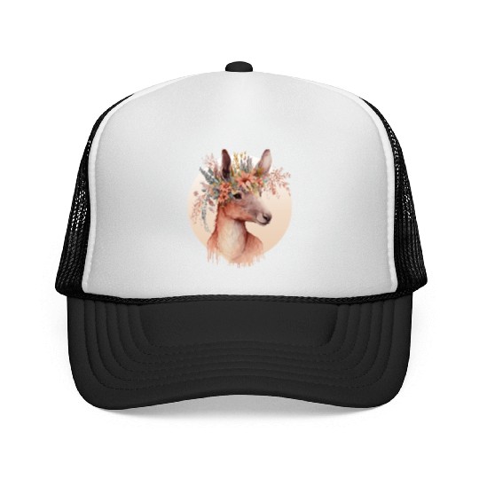 Cute Australian Kangaroo Flower Crown Animal Lover Trucker Caps
