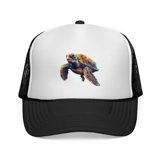 Colorful underwater sea turtle dreamlike beautiful Trucker Caps