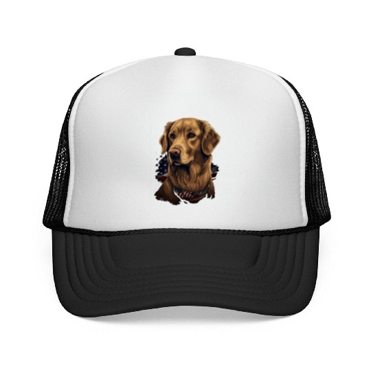 Golden Retriever American Flag Dog Lover Trucker Caps