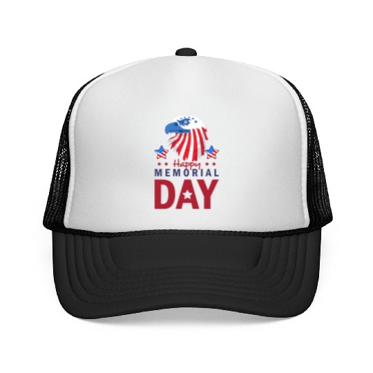 Happy Memorial Day Veterans Brave US Eagle Stars Trucker Caps