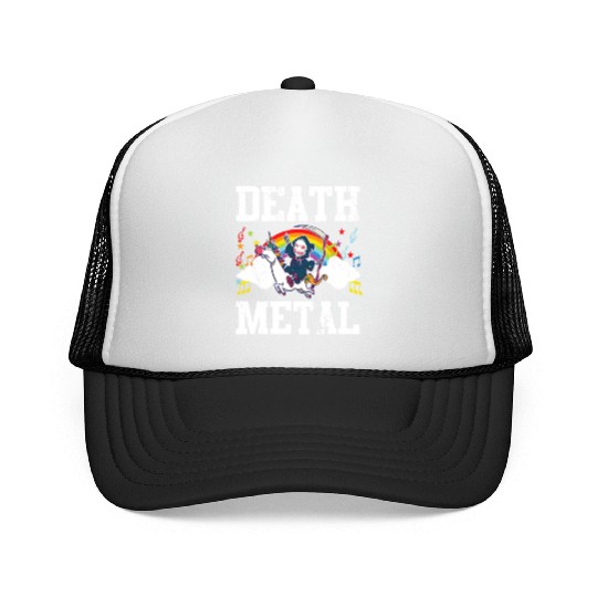 Death Metal Grim Reaper Riding A Unicorn Trick Trucker Caps